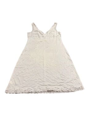 70s European Vintage Simone Sheer Lace Trim Midi Slip Dress (Ivory) Size XL